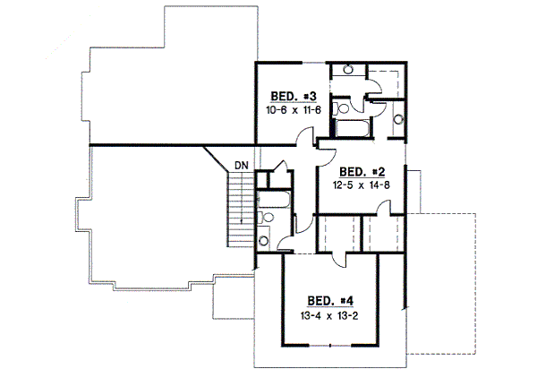 Traditional Floor Plan - Upper Floor Plan #67-393