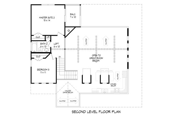 Floor Plan - Upper Floor for Country House Plan #932-33 - 3 bed, 2.5 bath