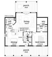 Floor Plan - Main Floor for Southern House Plan #45-601 - 1 bed, 1.5 bath