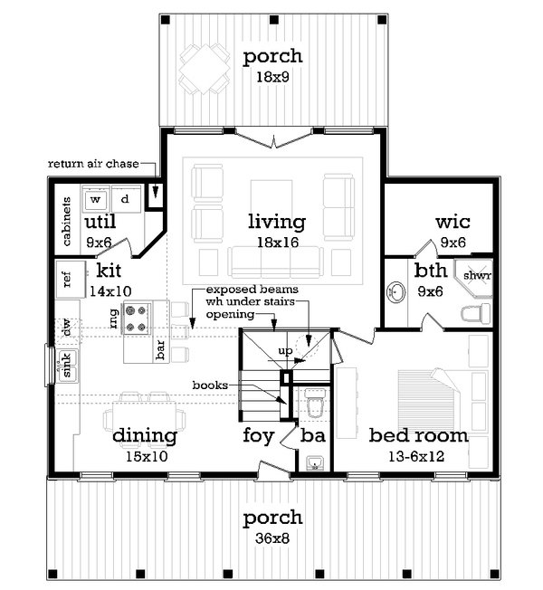 Dream House Plan - Southern Floor Plan - Main Floor Plan #45-601