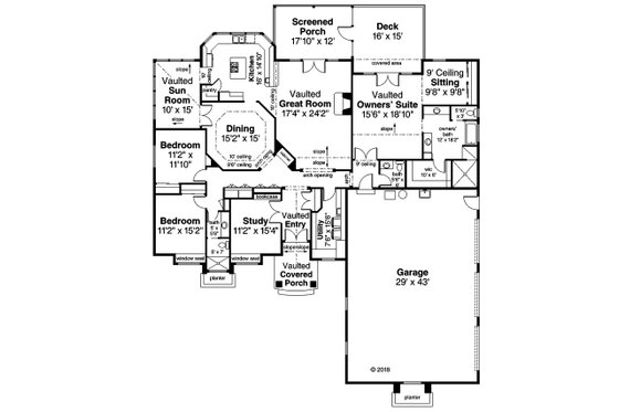 Floor Plan - Main Floor for European House Plan #124-1144 - 3 bed, 2.5 bath