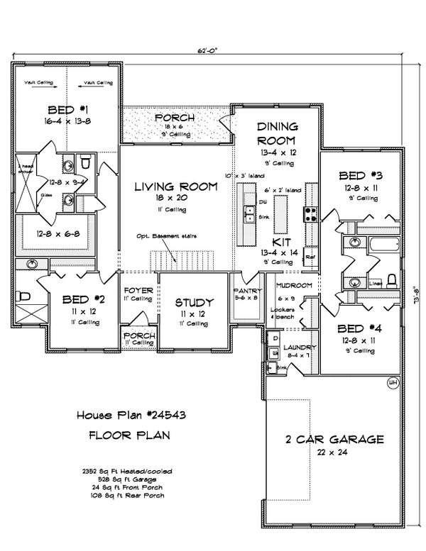 Craftsman Floor Plan - Main Floor Plan #513-2336