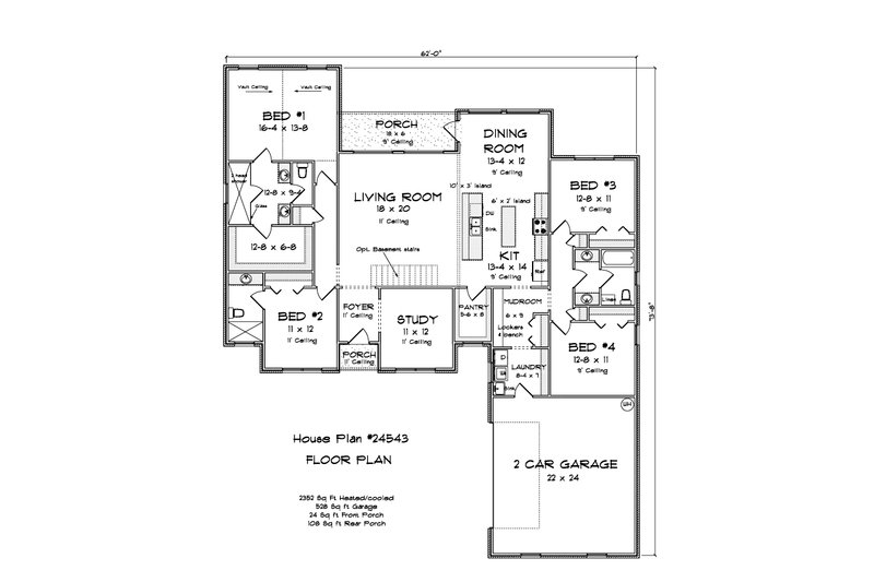 Home Plan - Floor Plan - Main Floor for Craftsman House Plan #513-2336 - 4 bed, 3 bath