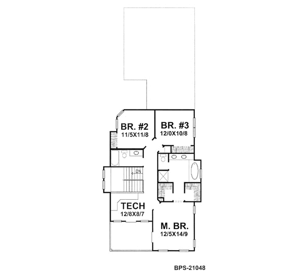 Southern Floor Plan - Upper Floor Plan #50-134