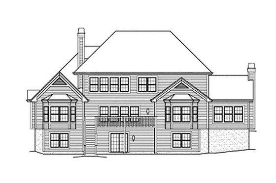 Exterior - Rear Elevation for Traditional House Plan #57-388 - 4 bed, 3.5 bath