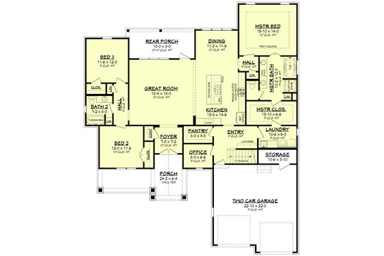 Floor Plan - Main Floor for Country House Plan #430-193 - 3 bed, 2 bath