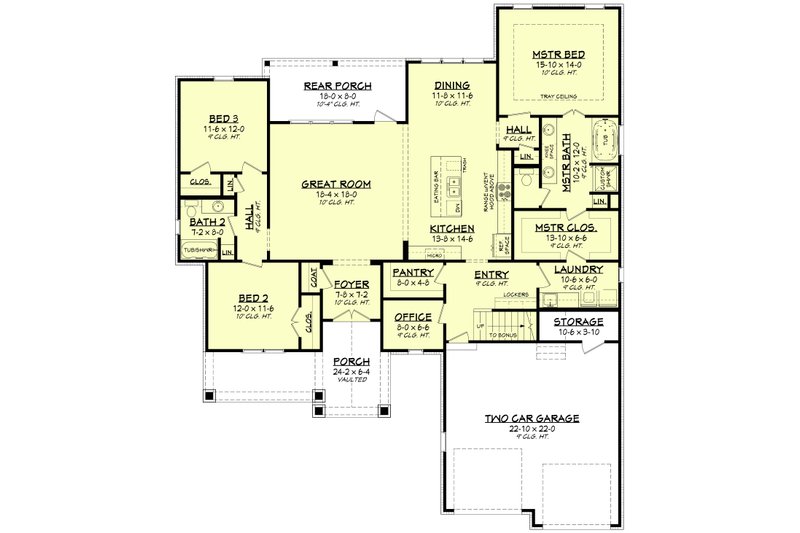 Home Plan - Floor Plan - Main Floor for Country House Plan #430-193 - 3 bed, 2 bath