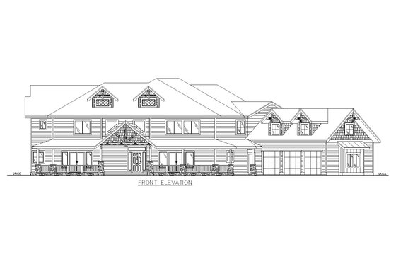 Exterior - Front Elevation 3 for Craftsman House Plan #117-954 - 6 bed, 8.5 bath