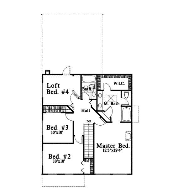 Traditional Floor Plan - Upper Floor Plan #78-124