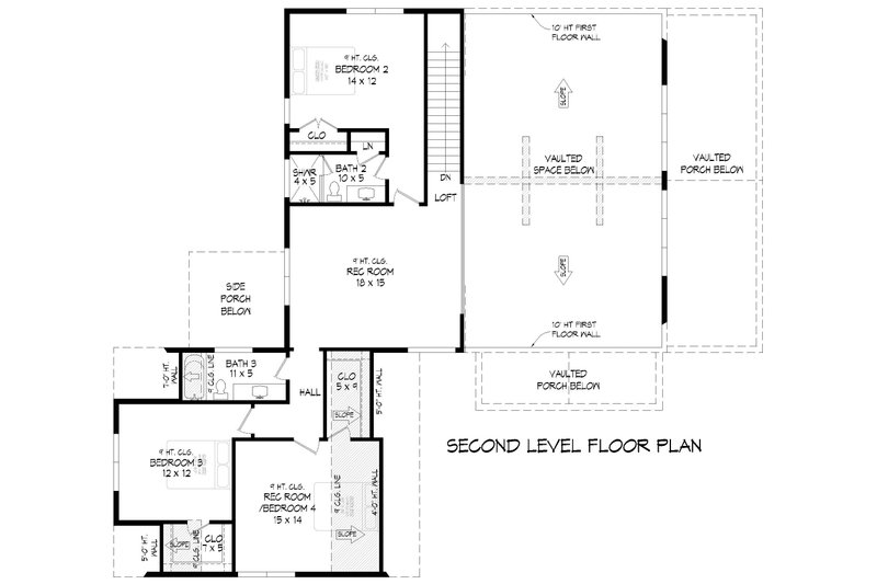 House Blueprint - Floor Plan - Upper Floor for Southern House Plan #932-1283 - 4 bed, 3.5 bath