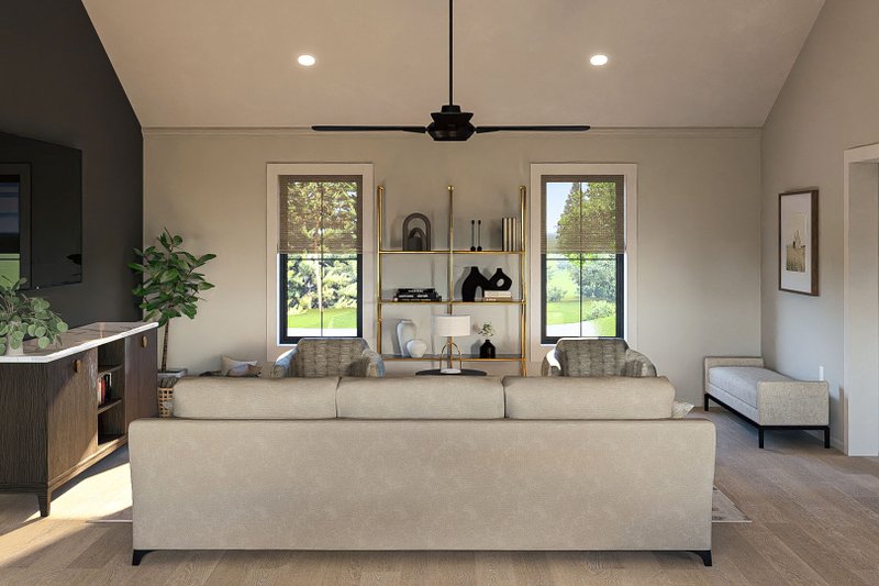 House Design - Interior - Family Room 2 for Barndominium House Plan #455-489 - 2 bed, 1 bath