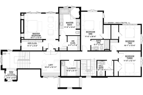 Floor Plan - Upper Floor for Traditional House Plan #928-331 - 4 bed, 4.5 bath