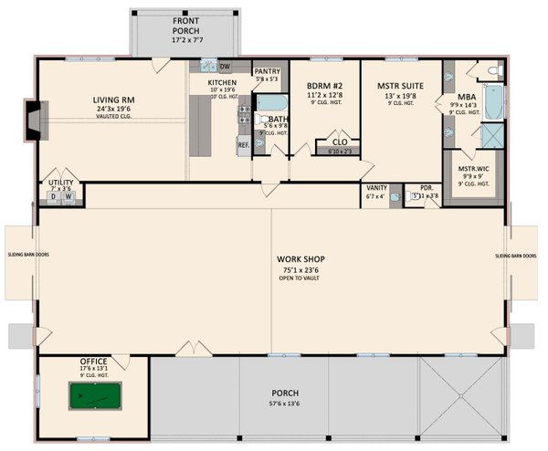 Architectural House Design - Barndominium Floor Plan - Main Floor Plan #1081-30