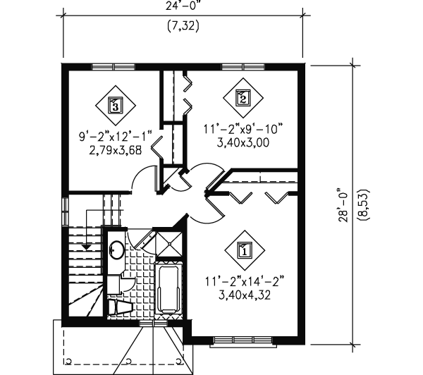 European Floor Plan - Upper Floor Plan #25-4024