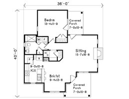 Floor Plan - Main Floor for Cottage House Plan #22-565 - 1 bed, 1 bath