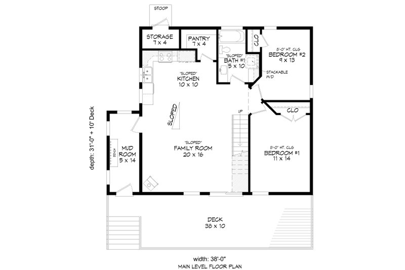 Architectural House Design - Floor Plan - Main Floor for Contemporary House Plan #932-1321 - 2 bed, 1 bath