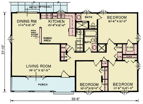 House Blueprint - Traditional Floor Plan - Main Floor Plan #54-640