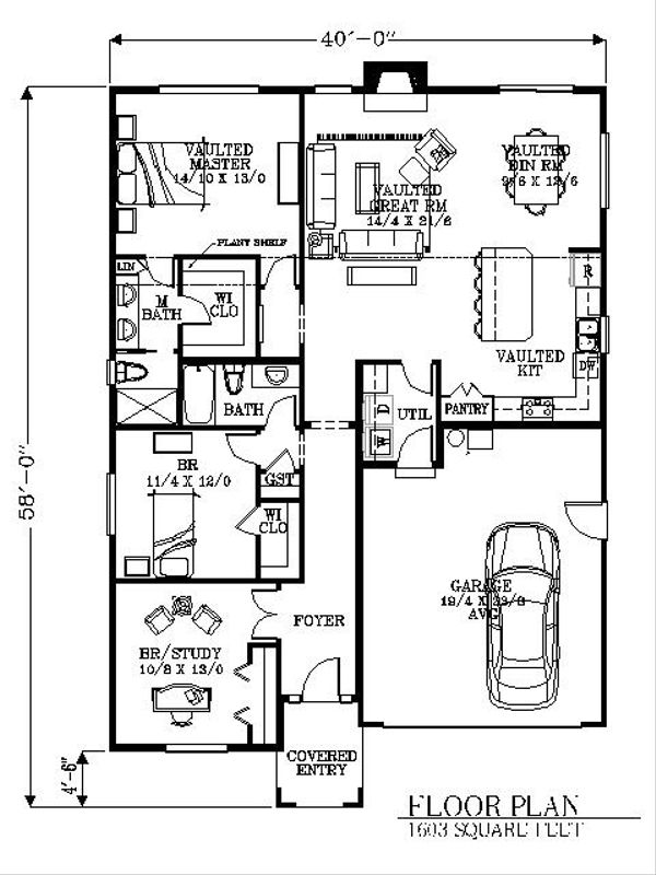 Bungalow Floor Plan - Main Floor Plan #53-442