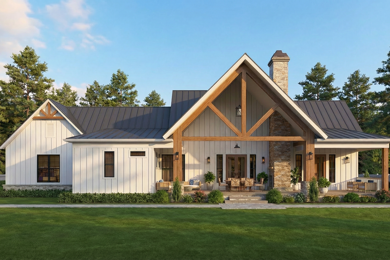 Dream House Plan - Exterior - Rear Elevation for Farmhouse House Plan #119-476 - 3 bed, 2.5 bath