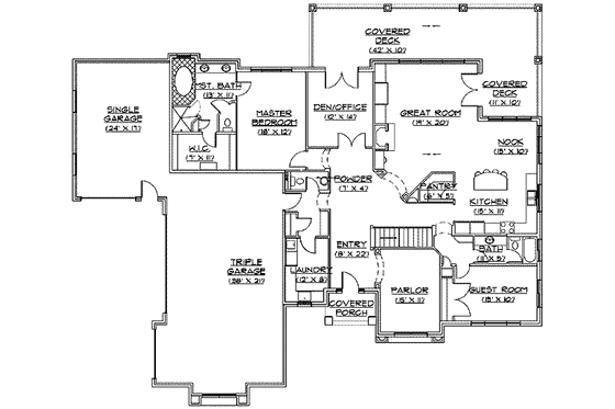 Floor Plan - Main Floor for European House Plan #5-149 - 6 bed, 4.5 bath