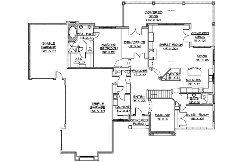 European Style House Plan - 6 Beds 4.5 Baths 2552 Sq/Ft Plan #5-149 ...