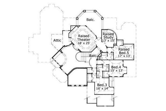 Floor Plan - Upper Floor for European House Plan #411-264 - 5 bed, 4.5 bath