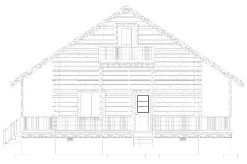 House Design - Exterior - Rear Elevation 2 for Log House Plan #1060-413 - 1 bed, 2 bath