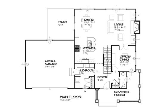 Floor Plan - Main Floor for Traditional House Plan #901-81 - 4 bed, 3.5 bath