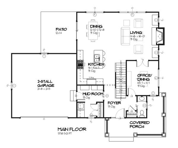 Traditional Floor Plan - Main Floor Plan #901-81