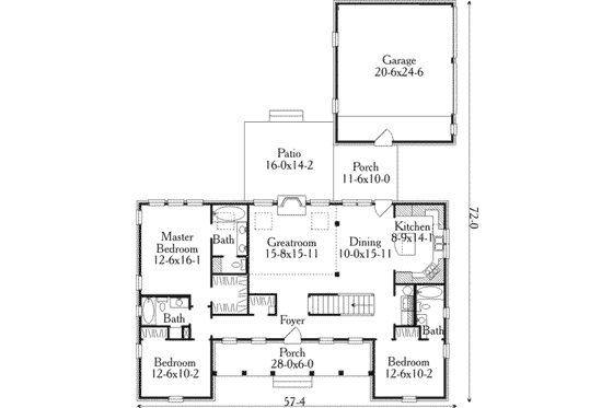 Floor Plan - Main Floor for Southern House Plan #406-183 - 3 bed, 3 bath