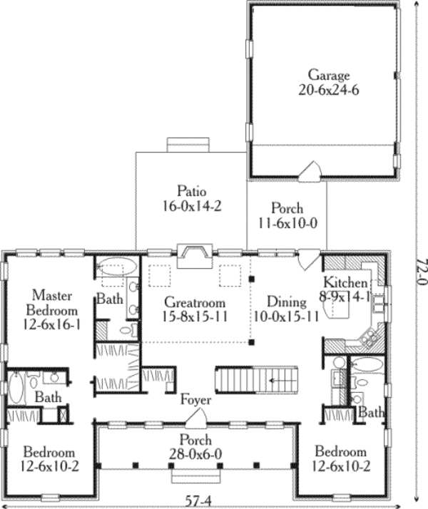 Southern Floor Plan - Main Floor Plan #406-183