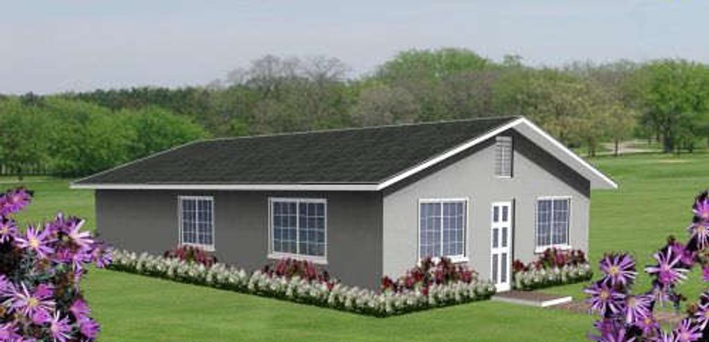 Ranch Style House Plan - 3 Beds 2 Baths 1040 Sq/Ft Plan #1-148