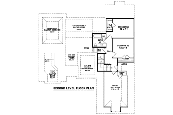 Floor Plan - Upper Floor for European House Plan #81-1534 - 3 bed, 2.5 bath