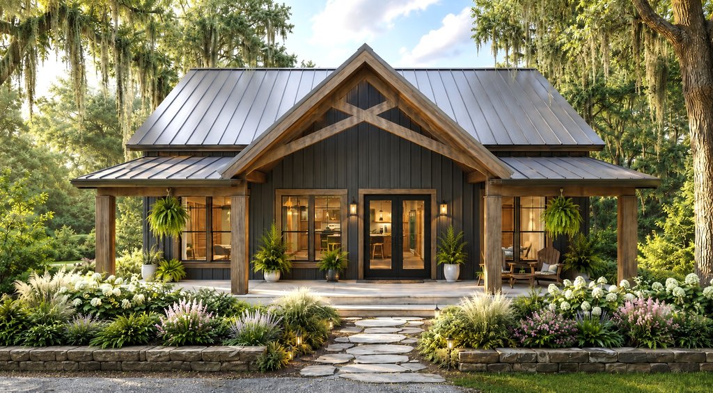Exterior - Front Elevation 2 for Farmhouse House Plan #44-318 - 2 bed, 3 bath