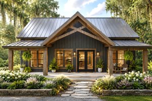 House Design - Exterior - Front Elevation for Farmhouse House Plan #44-318 - 2 bed, 3 bath