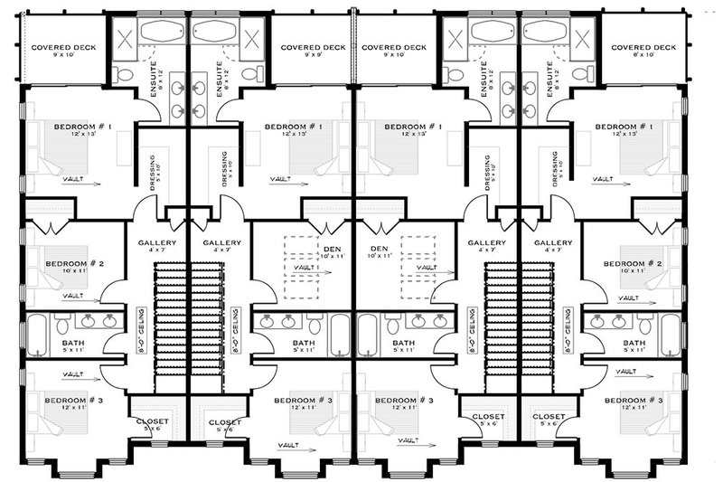 Architectural House Design - Floor Plan - Upper Floor for Contemporary House Plan #1101-36 - 10 bed, 8 bath