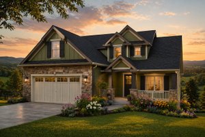 House Blueprint - Exterior - Front Elevation for Farmhouse House Plan #124-1465 - 5 bed, 3 bath