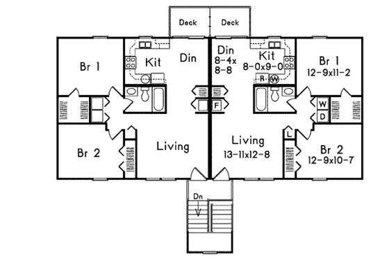 Floor Plan - Upper Floor for Contemporary House Plan #57-246 - 2 bed, 1 bath