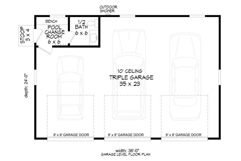 Architectural House Design - Floor Plan - Main Floor for Traditional House Plan #932-459, 0.5 bath