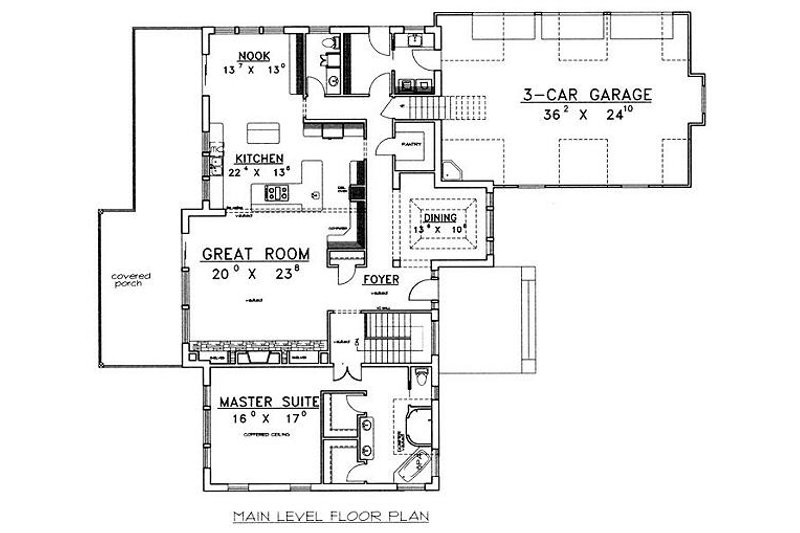Dream House Plan - Floor Plan - Main Floor for Bungalow House Plan #117-514 - 5 bed, 4.5 bath
