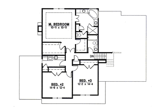 Floor Plan - Upper Floor for Traditional House Plan #67-806 - 3 bed, 2 bath