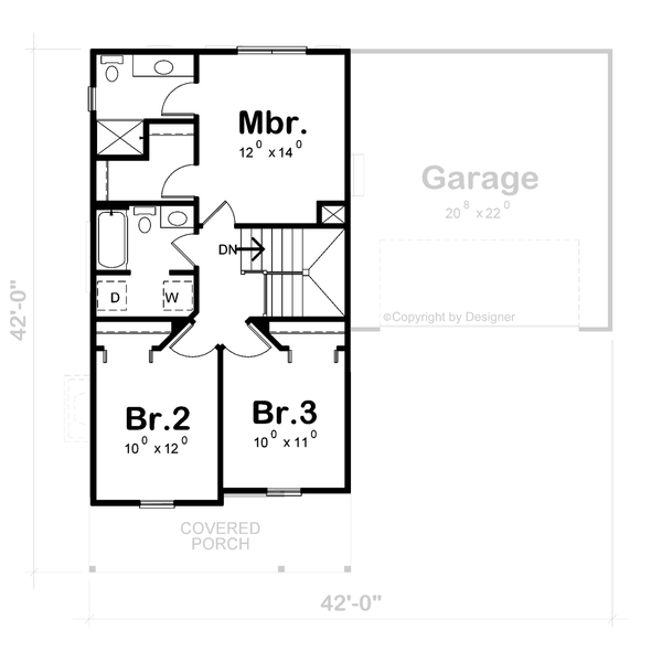 House Blueprint - Traditional Floor Plan - Upper Floor Plan #20-2606
