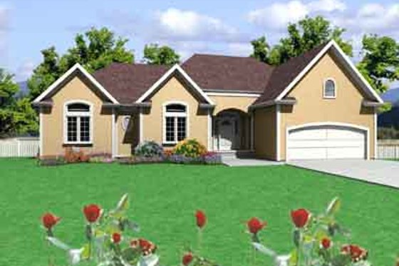 Exterior - Front Elevation for European House Plan #6-207 - 3 bed, 2 bath