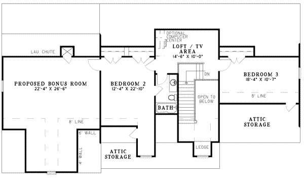Traditional Floor Plan - Upper Floor Plan #17-448