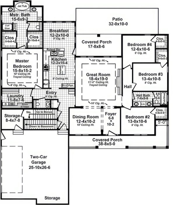 House Blueprint - Country Floor Plan - Main Floor Plan #21-589