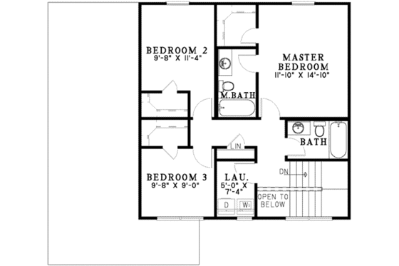Floor Plan - Upper Floor for Traditional House Plan #17-431 - 3 bed, 2.5 bath