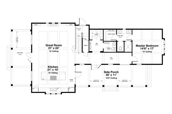Floor Plan - Main Floor for Beach House Plan #443-14 - 4 bed, 4.5 bath