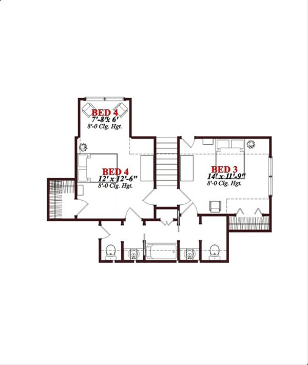 European Floor Plan - Upper Floor Plan #63-316
