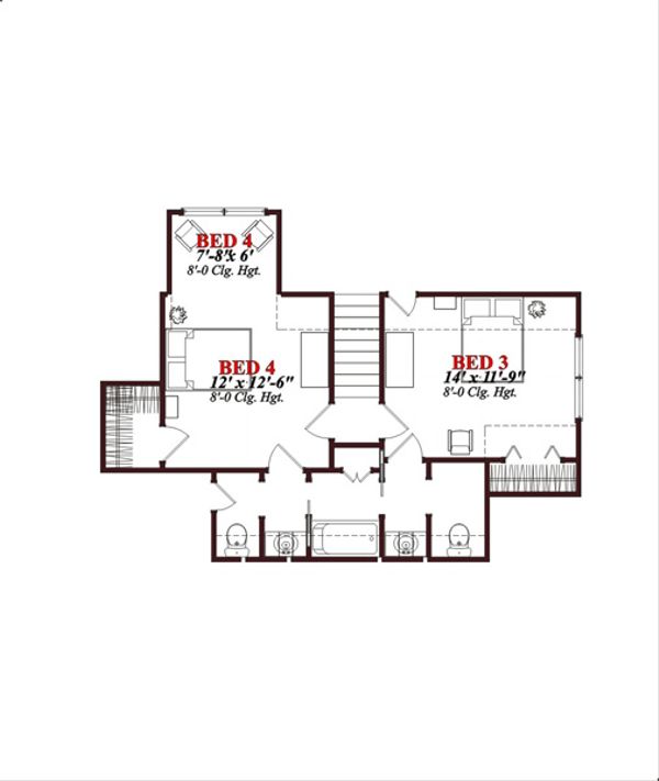 House Plan Design - European Floor Plan - Upper Floor Plan #63-316