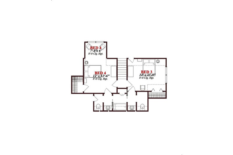 Home Plan - Floor Plan - Upper Floor for European House Plan #63-316 - 4 bed, 3 bath